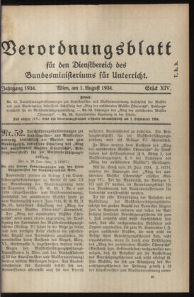 Verordnungsblatt für die Dienstbereiche der Bundesministerien für Unterricht und kulturelle Angelegenheiten bzw. Wissenschaft und Verkehr 19340801 Seite: 1