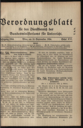 Verordnungsblatt für die Dienstbereiche der Bundesministerien für Unterricht und kulturelle Angelegenheiten bzw. Wissenschaft und Verkehr 19340915 Seite: 1