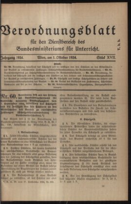 Verordnungsblatt für die Dienstbereiche der Bundesministerien für Unterricht und kulturelle Angelegenheiten bzw. Wissenschaft und Verkehr 19341001 Seite: 1