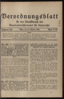 Verordnungsblatt für die Dienstbereiche der Bundesministerien für Unterricht und kulturelle Angelegenheiten bzw. Wissenschaft und Verkehr 19341015 Seite: 1