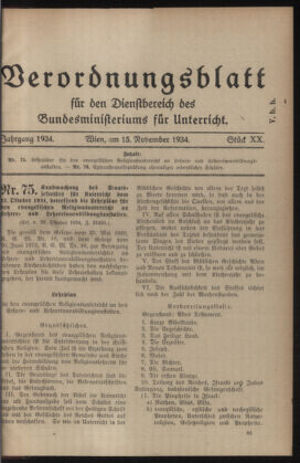 Verordnungsblatt für die Dienstbereiche der Bundesministerien für Unterricht und kulturelle Angelegenheiten bzw. Wissenschaft und Verkehr 19341115 Seite: 1