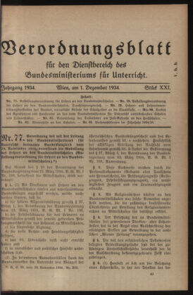 Verordnungsblatt für die Dienstbereiche der Bundesministerien für Unterricht und kulturelle Angelegenheiten bzw. Wissenschaft und Verkehr 19341201 Seite: 1