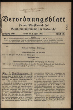 Verordnungsblatt für die Dienstbereiche der Bundesministerien für Unterricht und kulturelle Angelegenheiten bzw. Wissenschaft und Verkehr 19350401 Seite: 1