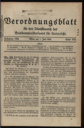 Verordnungsblatt für die Dienstbereiche der Bundesministerien für Unterricht und kulturelle Angelegenheiten bzw. Wissenschaft und Verkehr 19350701 Seite: 1