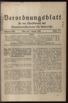 Verordnungsblatt für die Dienstbereiche der Bundesministerien für Unterricht und kulturelle Angelegenheiten bzw. Wissenschaft und Verkehr 19350801 Seite: 1