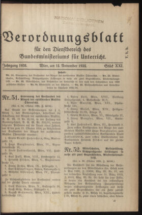 Verordnungsblatt für die Dienstbereiche der Bundesministerien für Unterricht und kulturelle Angelegenheiten bzw. Wissenschaft und Verkehr 19351115 Seite: 1