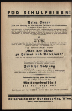 Verordnungsblatt für die Dienstbereiche der Bundesministerien für Unterricht und kulturelle Angelegenheiten bzw. Wissenschaft und Verkehr 19360401 Seite: 6