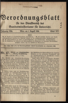 Verordnungsblatt für die Dienstbereiche der Bundesministerien für Unterricht und kulturelle Angelegenheiten bzw. Wissenschaft und Verkehr