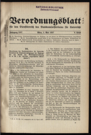 Verordnungsblatt für die Dienstbereiche der Bundesministerien für Unterricht und kulturelle Angelegenheiten bzw. Wissenschaft und Verkehr