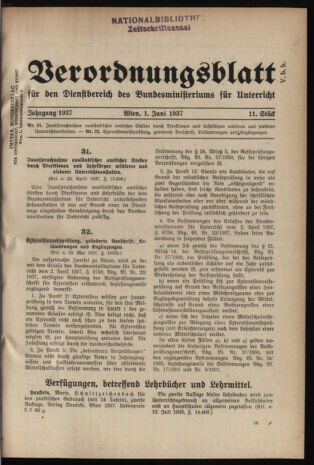 Verordnungsblatt für die Dienstbereiche der Bundesministerien für Unterricht und kulturelle Angelegenheiten bzw. Wissenschaft und Verkehr