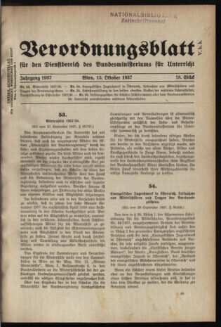 Verordnungsblatt für die Dienstbereiche der Bundesministerien für Unterricht und kulturelle Angelegenheiten bzw. Wissenschaft und Verkehr