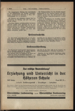 Verordnungsblatt für die Dienstbereiche der Bundesministerien für Unterricht und kulturelle Angelegenheiten bzw. Wissenschaft und Verkehr 19380415 Seite: 3