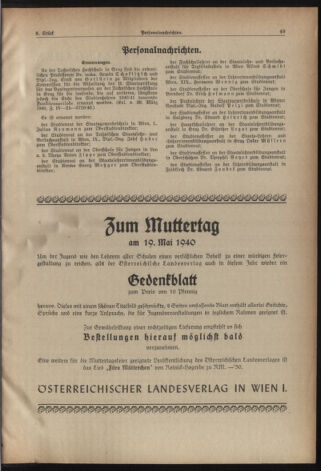 Verordnungsblatt für die Dienstbereiche der Bundesministerien für Unterricht und kulturelle Angelegenheiten bzw. Wissenschaft und Verkehr 19400415 Seite: 3