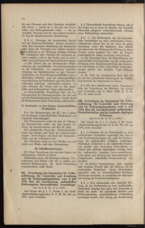 Verordnungsblatt für die Dienstbereiche der Bundesministerien für Unterricht und kulturelle Angelegenheiten bzw. Wissenschaft und Verkehr 19460201 Seite: 14