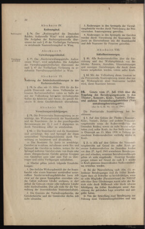 Verordnungsblatt für die Dienstbereiche der Bundesministerien für Unterricht und kulturelle Angelegenheiten bzw. Wissenschaft und Verkehr 19460201 Seite: 22