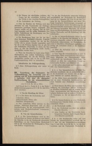 Verordnungsblatt für die Dienstbereiche der Bundesministerien für Unterricht und kulturelle Angelegenheiten bzw. Wissenschaft und Verkehr 19460201 Seite: 42