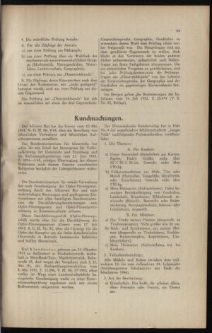 Verordnungsblatt für die Dienstbereiche der Bundesministerien für Unterricht und kulturelle Angelegenheiten bzw. Wissenschaft und Verkehr 19460501 Seite: 11