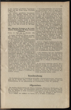 Verordnungsblatt für die Dienstbereiche der Bundesministerien für Unterricht und kulturelle Angelegenheiten bzw. Wissenschaft und Verkehr 19461201 Seite: 7