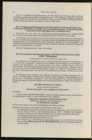 Verordnungsblatt für die Dienstbereiche der Bundesministerien für Unterricht und kulturelle Angelegenheiten bzw. Wissenschaft und Verkehr 19960401 Seite: 2