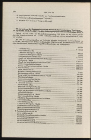 Verordnungsblatt für die Dienstbereiche der Bundesministerien für Unterricht und kulturelle Angelegenheiten bzw. Wissenschaft und Verkehr 19960601 Seite: 38