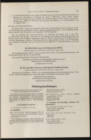 Verordnungsblatt für die Dienstbereiche der Bundesministerien für Unterricht und kulturelle Angelegenheiten bzw. Wissenschaft und Verkehr 19961001 Seite: 15