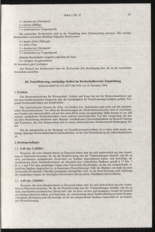 Verordnungsblatt für die Dienstbereiche der Bundesministerien für Unterricht und kulturelle Angelegenheiten bzw. Wissenschaft und Verkehr 19970201 Seite: 37