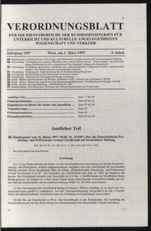 Verordnungsblatt für die Dienstbereiche der Bundesministerien für Unterricht und kulturelle Angelegenheiten bzw. Wissenschaft und Verkehr 19970301 Seite: 1