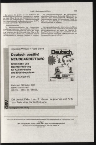 Verordnungsblatt für die Dienstbereiche der Bundesministerien für Unterricht und kulturelle Angelegenheiten bzw. Wissenschaft und Verkehr 19970801 Seite: 87