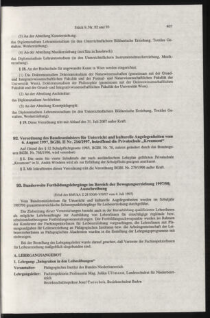 Verordnungsblatt für die Dienstbereiche der Bundesministerien für Unterricht und kulturelle Angelegenheiten bzw. Wissenschaft und Verkehr 19970901 Seite: 11