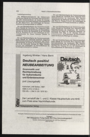 Verordnungsblatt für die Dienstbereiche der Bundesministerien für Unterricht und kulturelle Angelegenheiten bzw. Wissenschaft und Verkehr 19970901 Seite: 30