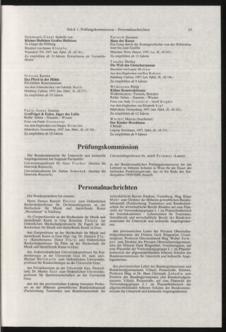 Verordnungsblatt für die Dienstbereiche der Bundesministerien für Unterricht und kulturelle Angelegenheiten bzw. Wissenschaft und Verkehr 19980101 Seite: 15