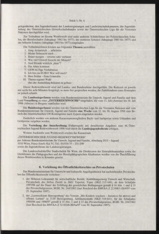 Verordnungsblatt für die Dienstbereiche der Bundesministerien für Unterricht und kulturelle Angelegenheiten bzw. Wissenschaft und Verkehr 19980101 Seite: 7