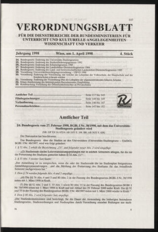 Verordnungsblatt für die Dienstbereiche der Bundesministerien für Unterricht und kulturelle Angelegenheiten bzw. Wissenschaft und Verkehr 19980401 Seite: 3