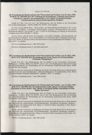 Verordnungsblatt für die Dienstbereiche der Bundesministerien für Unterricht und kulturelle Angelegenheiten bzw. Wissenschaft und Verkehr 19980501 Seite: 7