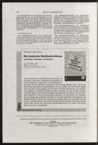 Verordnungsblatt für die Dienstbereiche der Bundesministerien für Unterricht und kulturelle Angelegenheiten bzw. Wissenschaft und Verkehr 19980501 Seite: 72