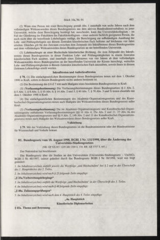 Verordnungsblatt für die Dienstbereiche der Bundesministerien für Unterricht und kulturelle Angelegenheiten bzw. Wissenschaft und Verkehr 19981001 Seite: 99