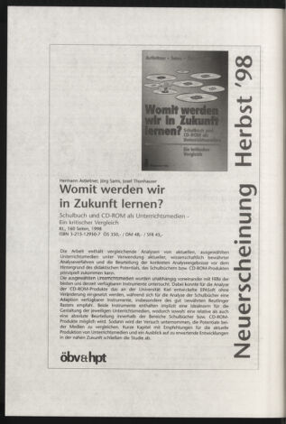 Verordnungsblatt für die Dienstbereiche der Bundesministerien für Unterricht und kulturelle Angelegenheiten bzw. Wissenschaft und Verkehr 19981101 Seite: 38