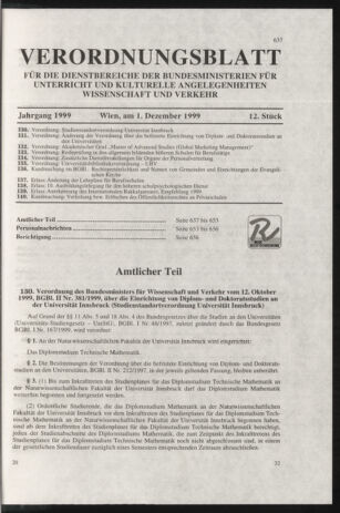 Verordnungsblatt für die Dienstbereiche der Bundesministerien für Unterricht und kulturelle Angelegenheiten bzw. Wissenschaft und Verkehr 19991101 Seite: 65