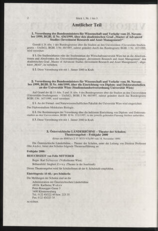 Verordnungsblatt für die Dienstbereiche der Bundesministerien für Unterricht und kulturelle Angelegenheiten bzw. Wissenschaft und Verkehr 20000101 Seite: 2