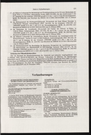 Verordnungsblatt für die Dienstbereiche der Bundesministerien für Unterricht und kulturelle Angelegenheiten bzw. Wissenschaft und Verkehr 20000401 Seite: 81