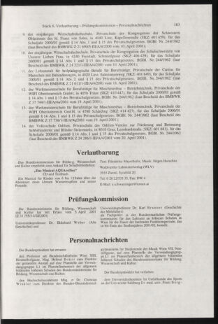 Verordnungsblatt für die Dienstbereiche der Bundesministerien für Unterricht und kulturelle Angelegenheiten bzw. Wissenschaft und Verkehr 20000601 Seite: 7