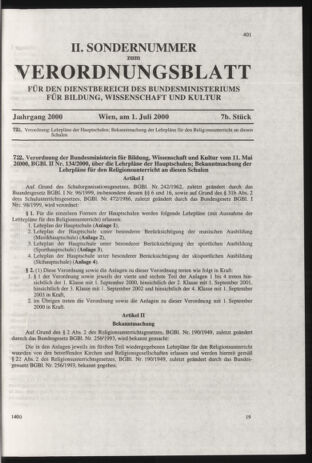 Verordnungsblatt für die Dienstbereiche der Bundesministerien für Unterricht und kulturelle Angelegenheiten bzw. Wissenschaft und Verkehr 20000701 Seite: 165