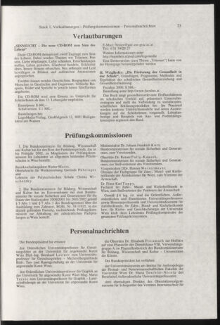 Verordnungsblatt für die Dienstbereiche der Bundesministerien für Unterricht und kulturelle Angelegenheiten bzw. Wissenschaft und Verkehr 20010101 Seite: 23