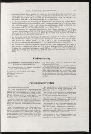 Verordnungsblatt für die Dienstbereiche der Bundesministerien für Unterricht und kulturelle Angelegenheiten bzw. Wissenschaft und Verkehr 20010301 Seite: 19