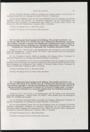 Verordnungsblatt für die Dienstbereiche der Bundesministerien für Unterricht und kulturelle Angelegenheiten bzw. Wissenschaft und Verkehr 20010401 Seite: 11