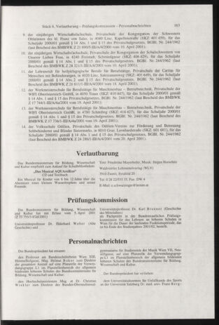 Verordnungsblatt für die Dienstbereiche der Bundesministerien für Unterricht und kulturelle Angelegenheiten bzw. Wissenschaft und Verkehr 20010601 Seite: 7