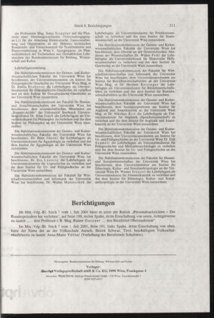 Verordnungsblatt für die Dienstbereiche der Bundesministerien für Unterricht und kulturelle Angelegenheiten bzw. Wissenschaft und Verkehr 20010801 Seite: 19