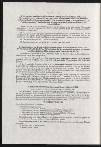 Verordnungsblatt für die Dienstbereiche der Bundesministerien für Unterricht und kulturelle Angelegenheiten bzw. Wissenschaft und Verkehr 20020101 Seite: 4