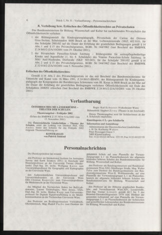 Verordnungsblatt für die Dienstbereiche der Bundesministerien für Unterricht und kulturelle Angelegenheiten bzw. Wissenschaft und Verkehr 20020101 Seite: 6