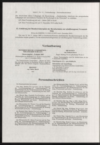 Verordnungsblatt für die Dienstbereiche der Bundesministerien für Unterricht und kulturelle Angelegenheiten bzw. Wissenschaft und Verkehr 20030201 Seite: 14